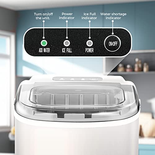 Ice Makers Countertop, Portable Ice Maker Countertop 9 Ice Ready in 6 Mins,  26Lbs/24H, Self-Cleaning, Ice Machine with Ice Scoop & Basket (Black)